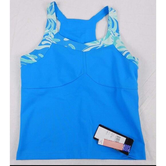 LBH tank top size MEDIUM sleeveless shirt blue NEW easy care NWT (de42) - Picture 1 of 5